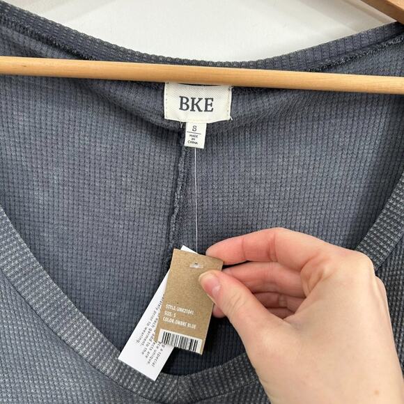 NEW Buckle BKE Blue Oversized Waffle Knit Thermal Long Sleeve Tee T-Shirt Small - Picture 6 of 6